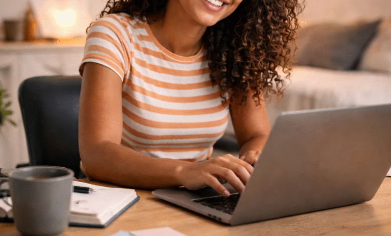 Student working remotely on a laptop for a remote internship in 2026