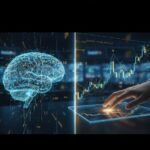 Comparison of Algorithmic Trading vs Manual Trading showing automated AI code logic versus human trader intuition for USA stock market beginners in 2026.