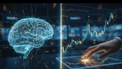 Comparison of Algorithmic Trading vs Manual Trading showing automated AI code logic versus human trader intuition for USA stock market beginners in 2026.