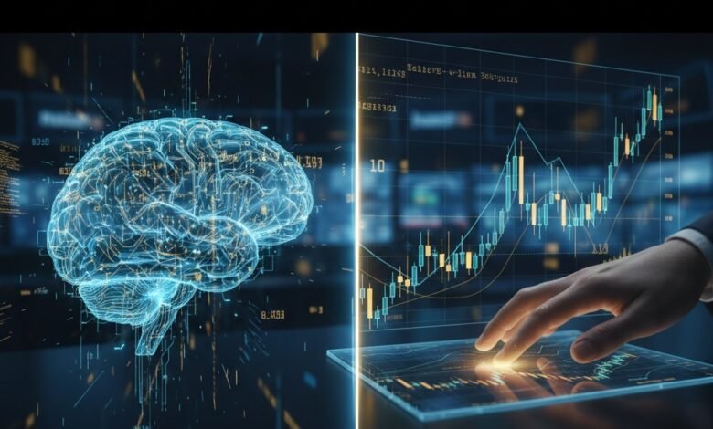 Comparison of Algorithmic Trading vs Manual Trading showing automated AI code logic versus human trader intuition for USA stock market beginners in 2026.