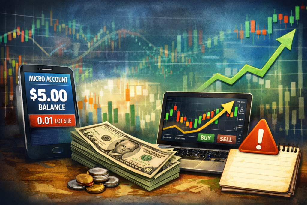 how to start day trading with $5 using a micro forex account and trading charts