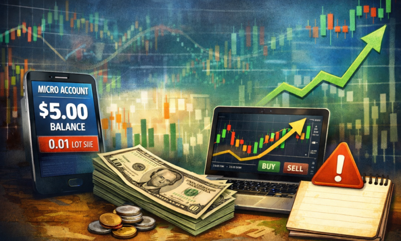 how to start day trading with $5 using a micro forex account and trading charts