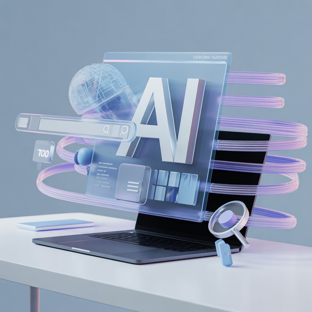 how to write content for AI search engines concept image showing futuristic AI workspace and data flow