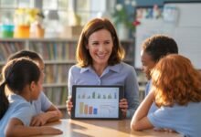 KS2 teacher using AI tools for formative assessment with primary school pupils in a UK classroom