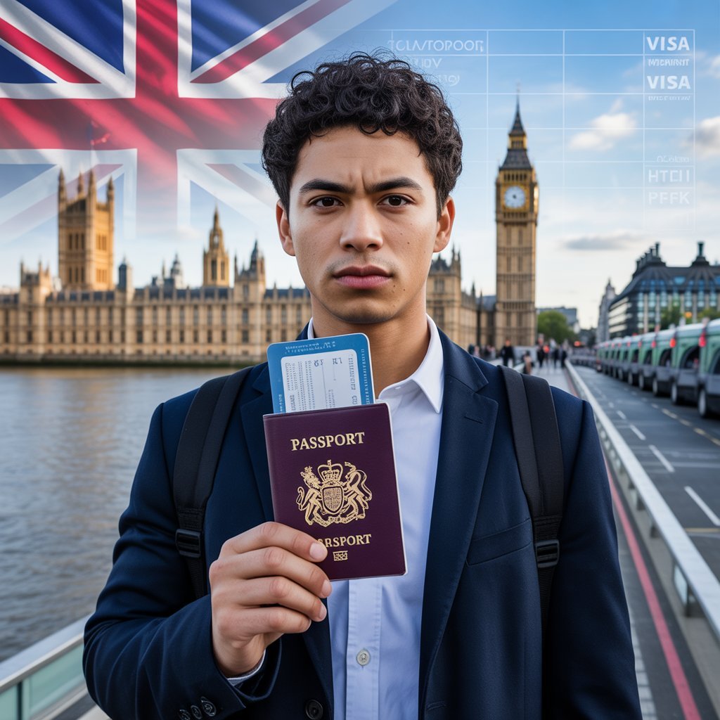 UK Visa News 2026 digital illustration showing e-visa on smartphone with UK flag and diverse professionals, reflecting new immigration rules and 10-year settlement.