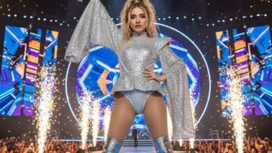 Sabrina Carpenter performing as a headliner at Coachella 2026, showcasing her status as a global pop icon."
