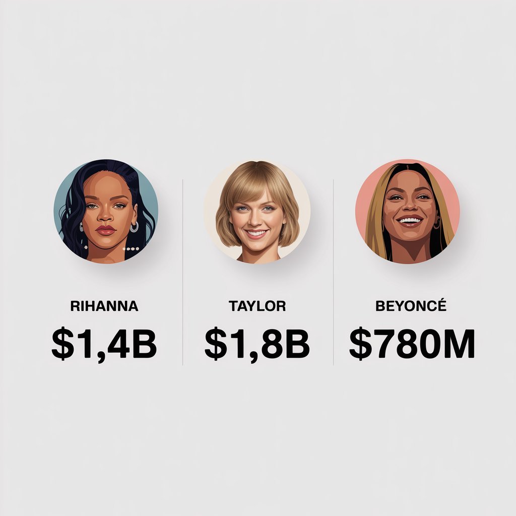 Rihanna vs Taylor Swift vs Beyonce net worth 2025 comparison
