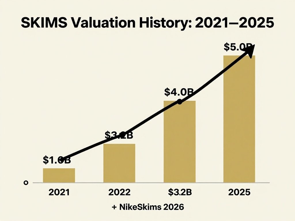 SKIMS valuation history chart 2021 to 2025 - from $1.6 billion to $5 billion