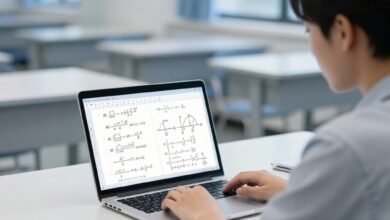 Student using AI tool to solve both math and physics problems on laptop in 2026
