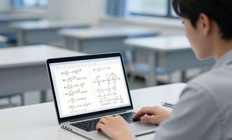Student using AI tool to solve both math and physics problems on laptop in 2026