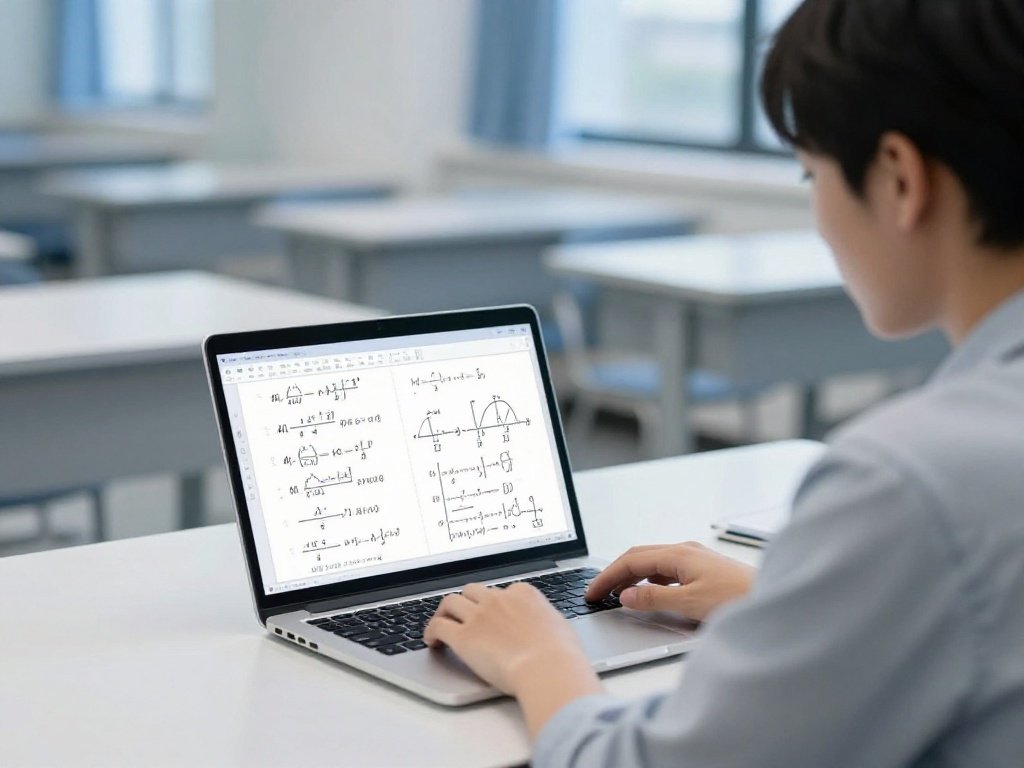 Student using AI tool to solve both math and physics problems on laptop in 2026