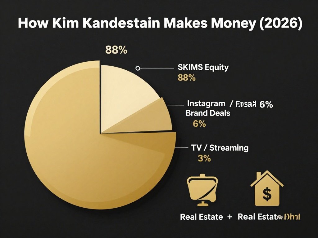 How Kim Kardashian makes money in 2026 - income sources breakdown pie chart