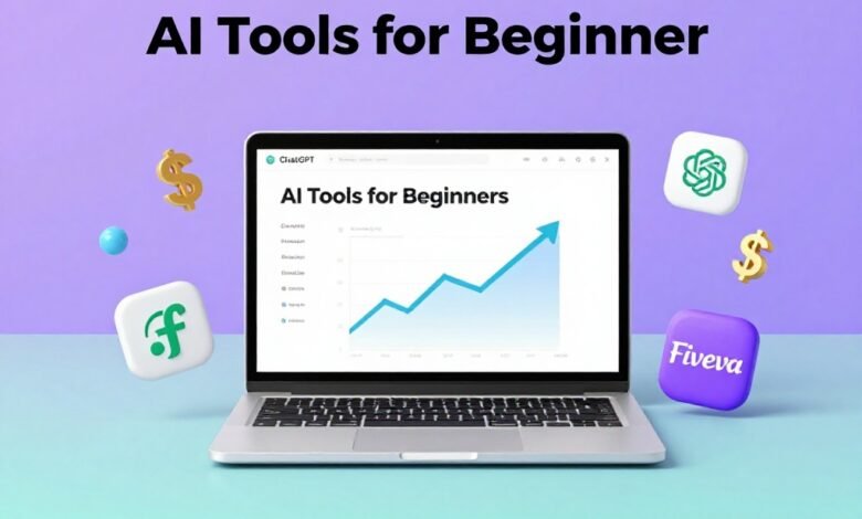 How to make money with AI in 2026 — beginner guide showing laptop and AI tools