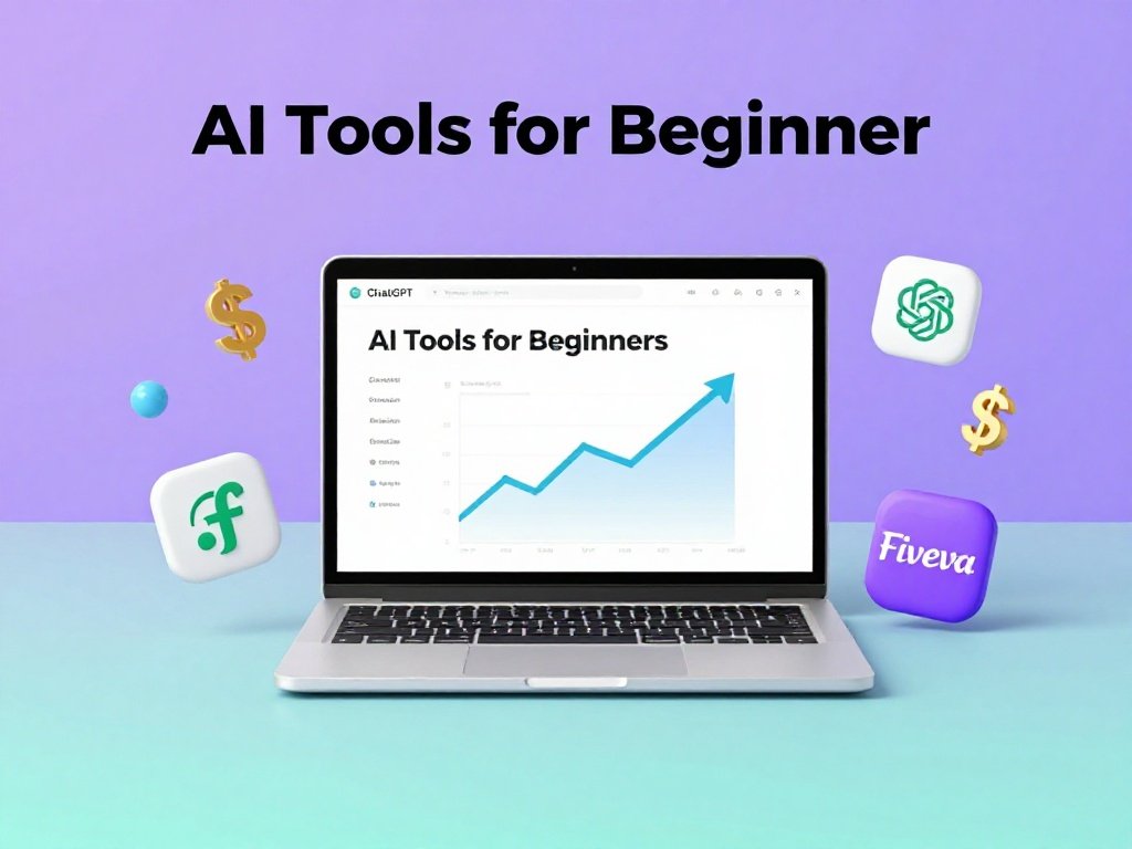 How to make money with AI in 2026 — beginner guide showing laptop and AI tools