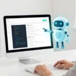 A smiling beginner student learning Python programming using an easy AI assistant interface