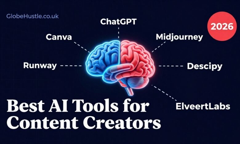 Best AI tools for content creators in 2026 — AI stack overview infographic