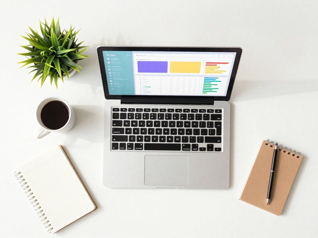 affordable AI tools stack for solopreneur under $50 per month workspace flatlay with laptop and AI dashboard