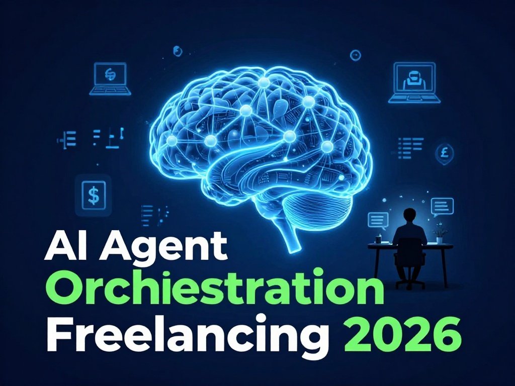 Freelancer managing AI agent orchestration workflow on laptop in 2026 earning remote income