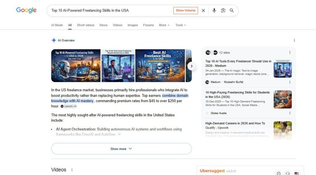 Globe Hustle content featured in Google AI Overview search results