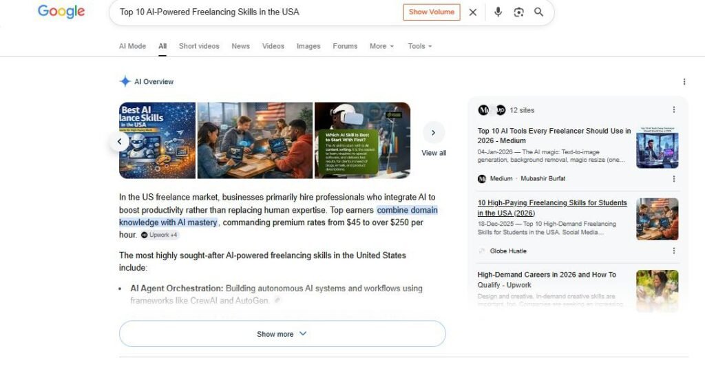 Globe Hustle content featured in Google AI Overview search results