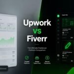 Upwork vs Fiverr platform comparison dashboard layout and workflow visualization