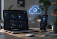 Seven top cloud storage services for 2026 compared side by side on desktop and smartphone screens.