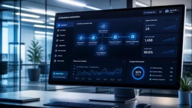 Best AI tools to automate your business dashboard displaying autonomous workflow nodes