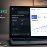 A freelancer using ChatGPT SEO strategy on a laptop to rank content on Google
