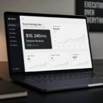AI freelancer workspace dashboard showing 10k monthly revenue case study analytics 2026