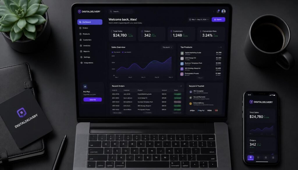 Best platforms to sell digital products online dashboard concept
