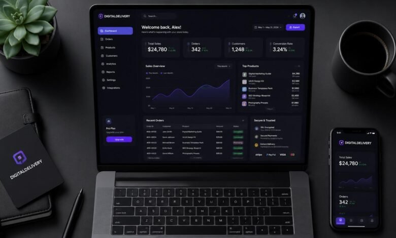 Best platforms to sell digital products online dashboard concept
