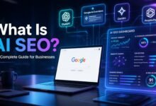 What Is AI SEO guide showing AI-powered search optimisation for Google AI Overviews, ChatGPT, Gemini and semantic SEO