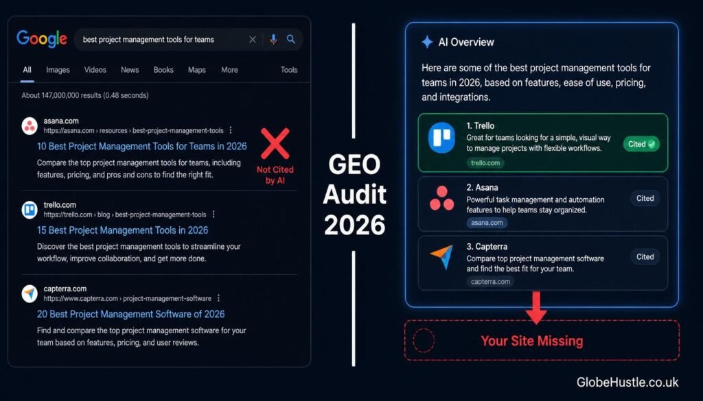 GEO audit guide 2026 — why your website may be invisible to ChatGPT and Gemini AI search answers"