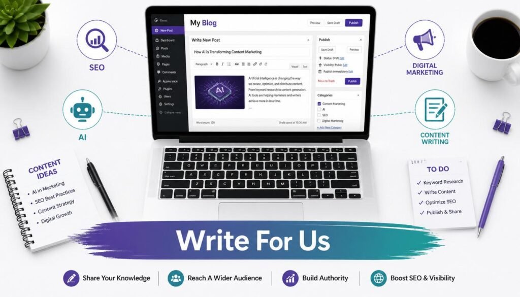 Writer submitting a guest post on AI and SEO topics to Globe Hustle UK blog