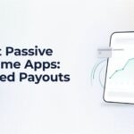 Infographic showcasing key evaluation factors for the best passive income apps on iOS and Android devices.