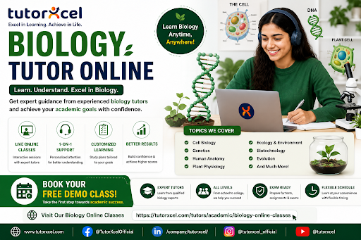 TutorXcel online biology tutor offering 1-on-1 personalized learning classes for students