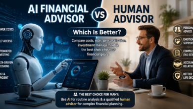 AI financial advisor vs human advisor comparison showing the benefits of AI and human financial advice