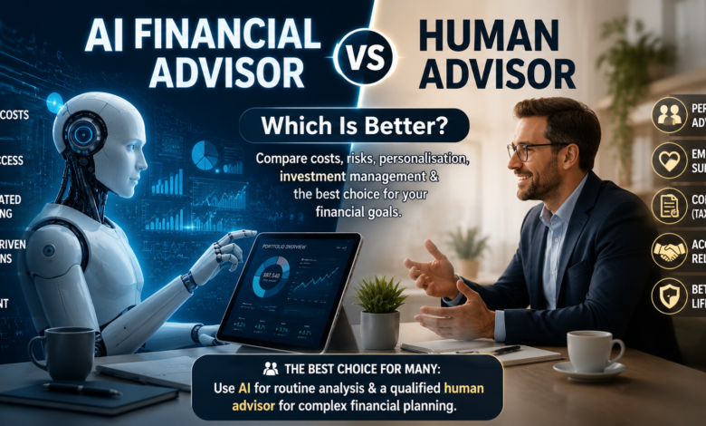 AI financial advisor vs human advisor comparison showing the benefits of AI and human financial advice