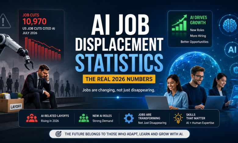 AI job displacement statistics showing jobs lost, created and reshaped in 2026