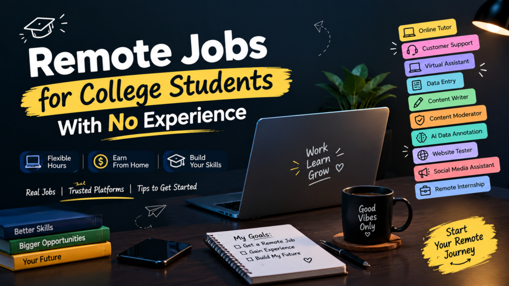 Remote jobs for college students with no experience, including online tutoring, virtual assistance, customer support, data entry, freelance writing, and remote internships.