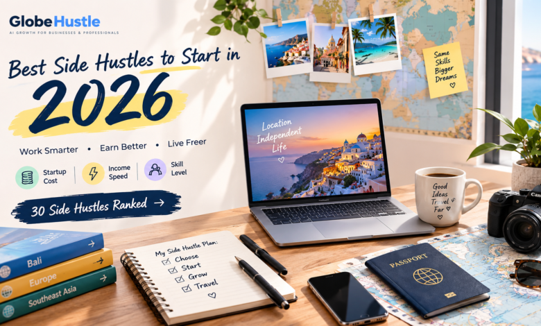 30 best side hustles 2026 ranked by startup cost, income speed, and skill level
