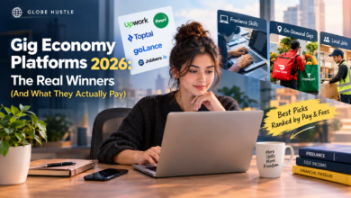 Gig economy platforms 2026 comparison showing freelance platforms, fees, pay and earning opportunities