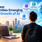 New career opportunities emerging from the growth of AI, showing AI technology, data science, machine learning, and future career roles.
