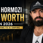 Alex Hormozi net worth in 2026, showing his wealth journey from gyms to AI and business investments