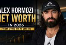 Alex Hormozi net worth in 2026, showing his wealth journey from gyms to AI and business investments