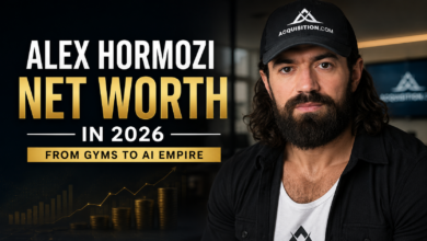 Alex Hormozi net worth in 2026, showing his wealth journey from gyms to AI and business investments