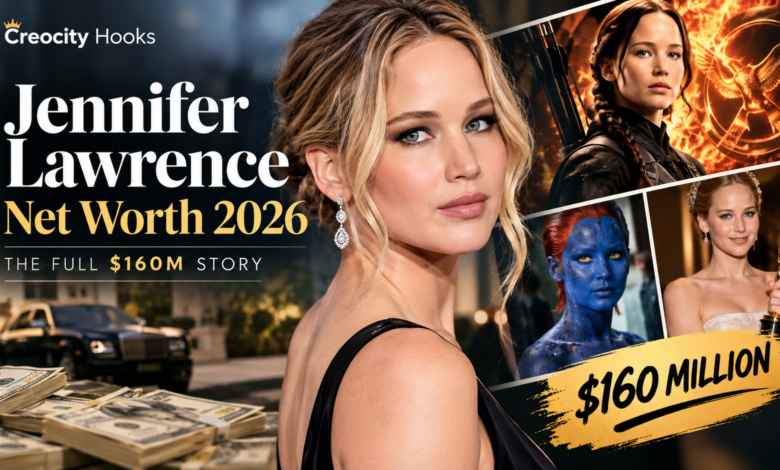 Jennifer Lawrence net worth 2026 estimated at $160 million from movies, Dior and production