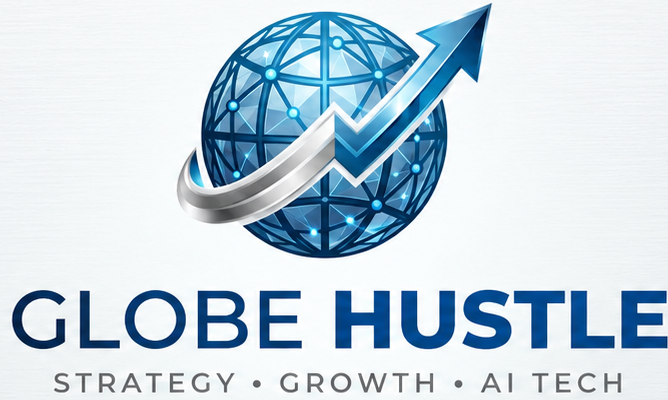Globe Hustle Logo - Strategy Growth and AI Tech